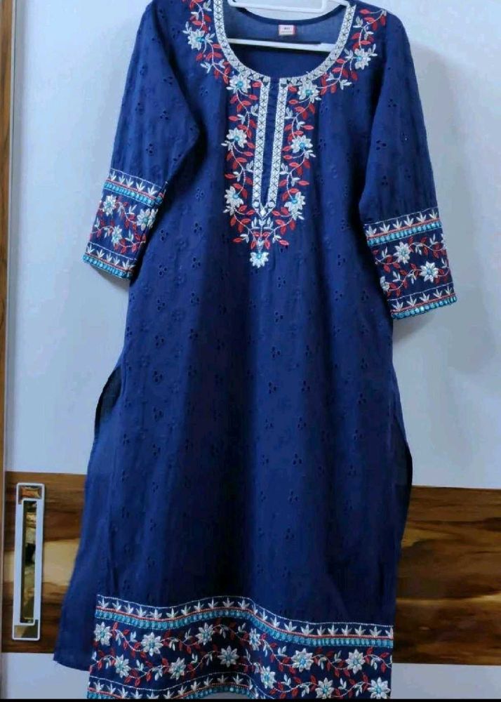 Blue Kurta Set with Shifli &amp; Gotta Work