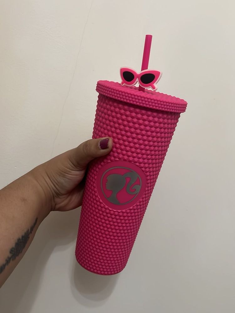 Barbie Pink Studded Tumbler with Straw