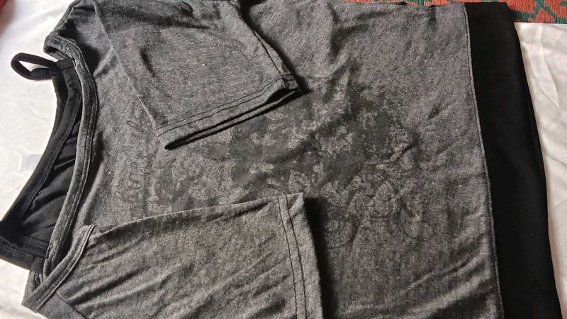 Stylish Grey crop Graphic T-Shirt one off shoulder