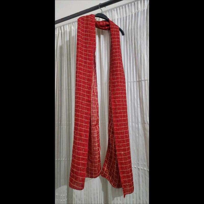 Red Checkered Dupatta