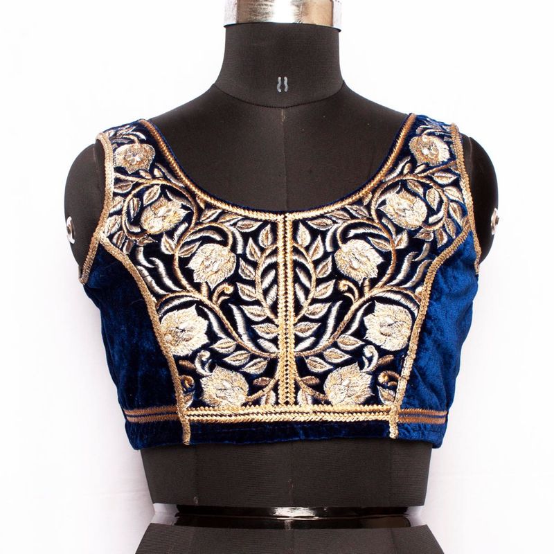 Elegant Embroidered Velvet Blouse