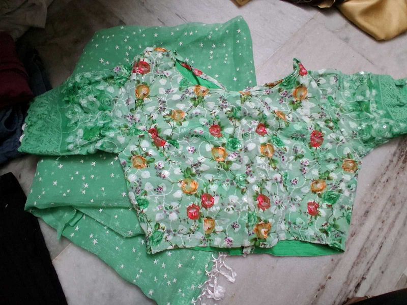 Floral Print Designer Blouse and saree