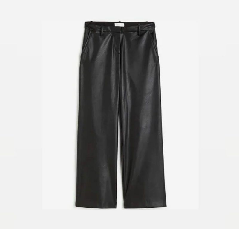 H&amp;M Black Faux Leather Straight Fit Pants