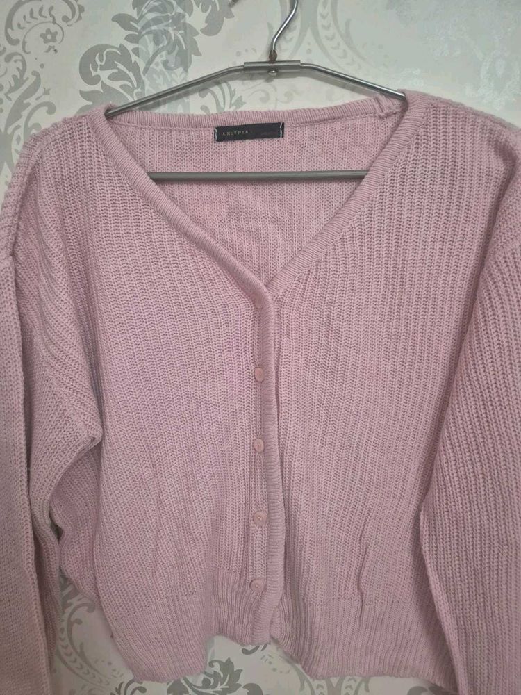 Chic Pink Knitted Cardigan