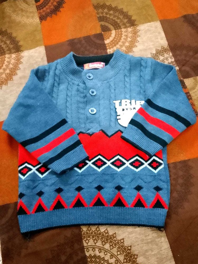 Stylish Blue Knitted Sweater