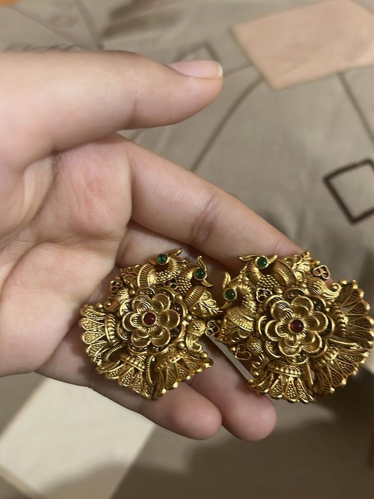 Exquisite Gold Peacock Earrings