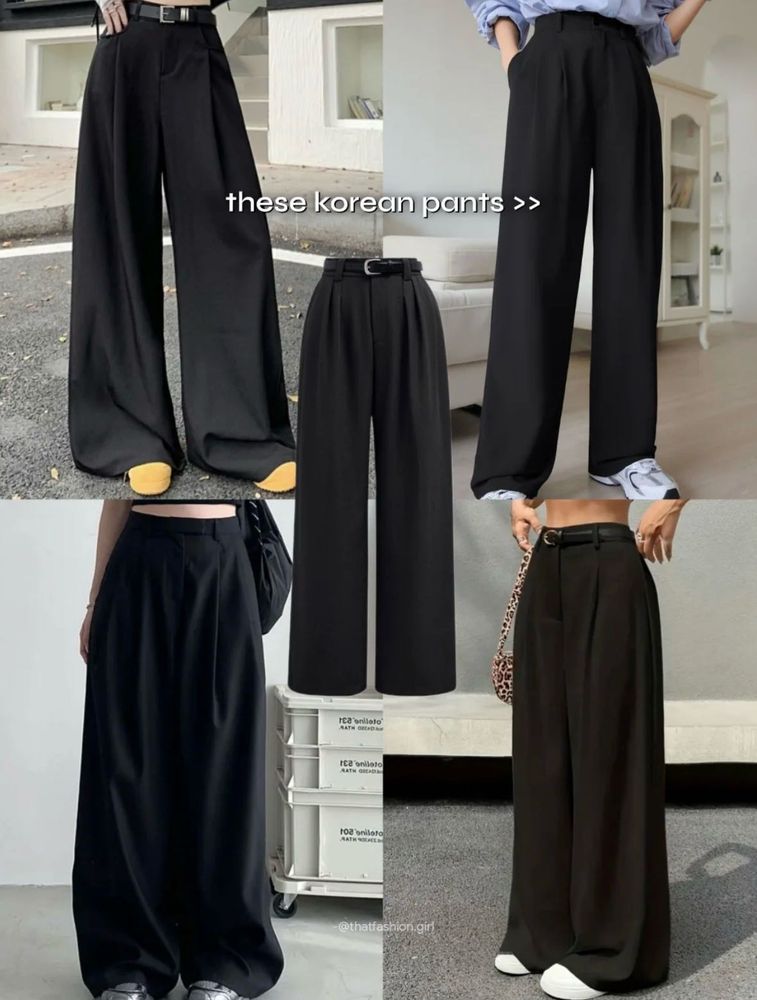 Korean Wide-Leg Black Pants