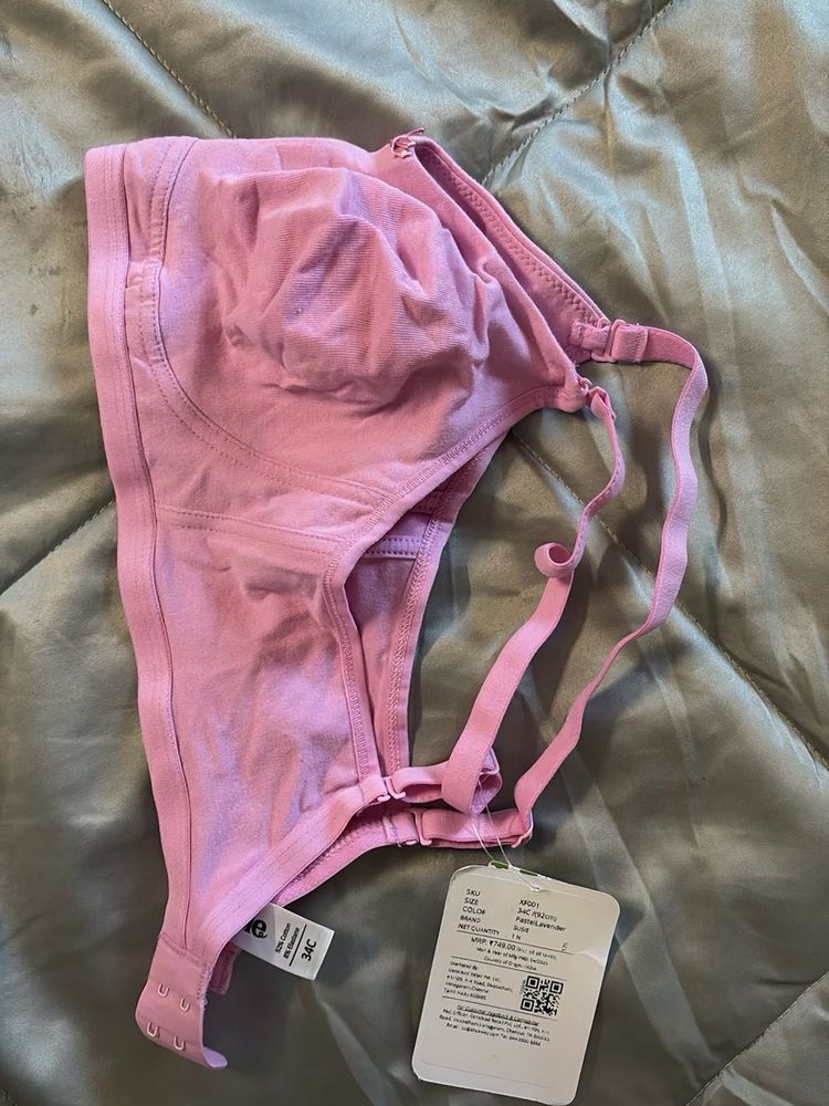 Comfortable Pink Cotton Bra with Tag