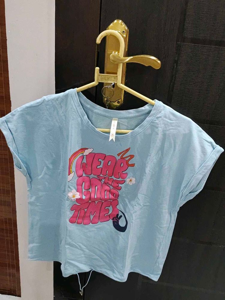 Light Blue Graphic Print T-Shirt