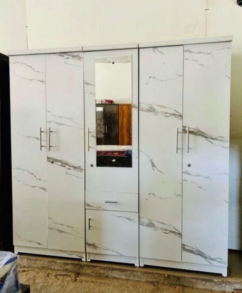 Marble Finish Wardrobe with Mirror
