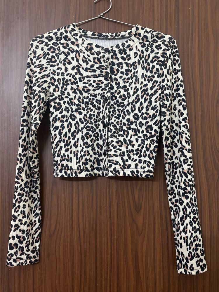 Leopard Print Button-Up Cardigan