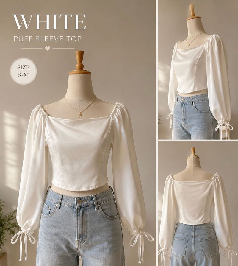 White Off-Shoulder Puff Sleeve Top