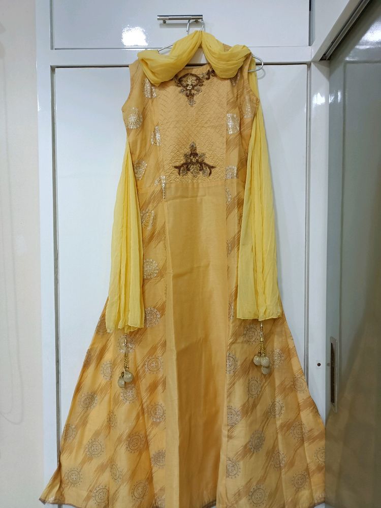Elegant Yellow Anarkali Suit