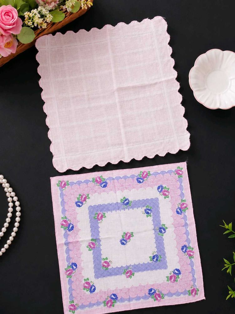 Vintage Rose &amp; Plaid Handkerchief Set combo