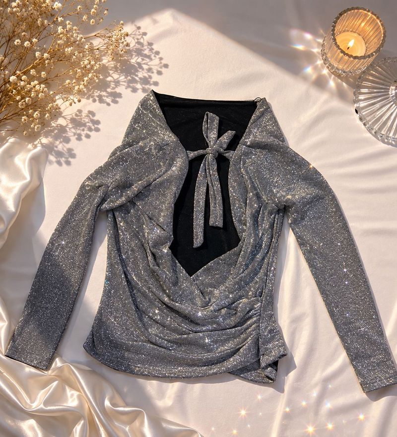 Sparkly Silver Halter neck Top✨🩶