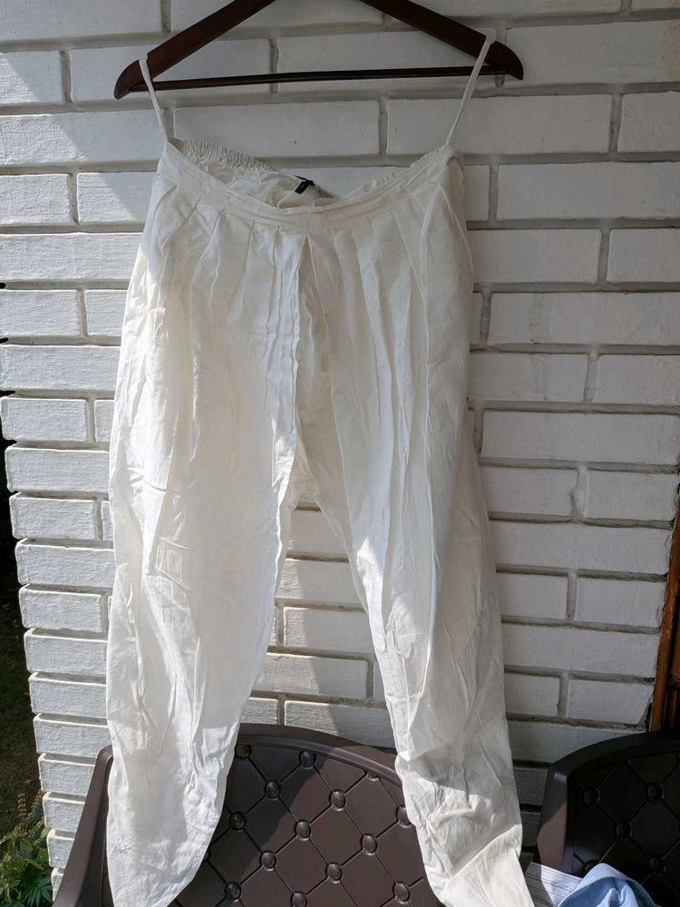 Cream Linen Palazzo Pants
