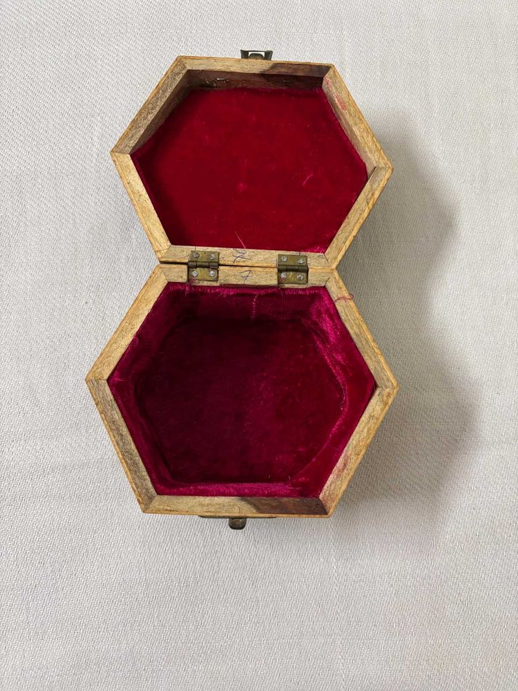 Vintage Hexagonal Wooden Jewelry Box