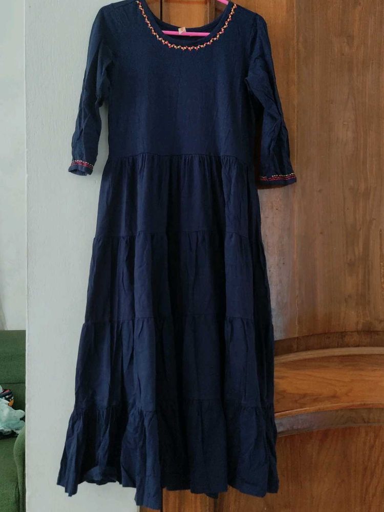 Navy Blue Tiered Maxi Dress