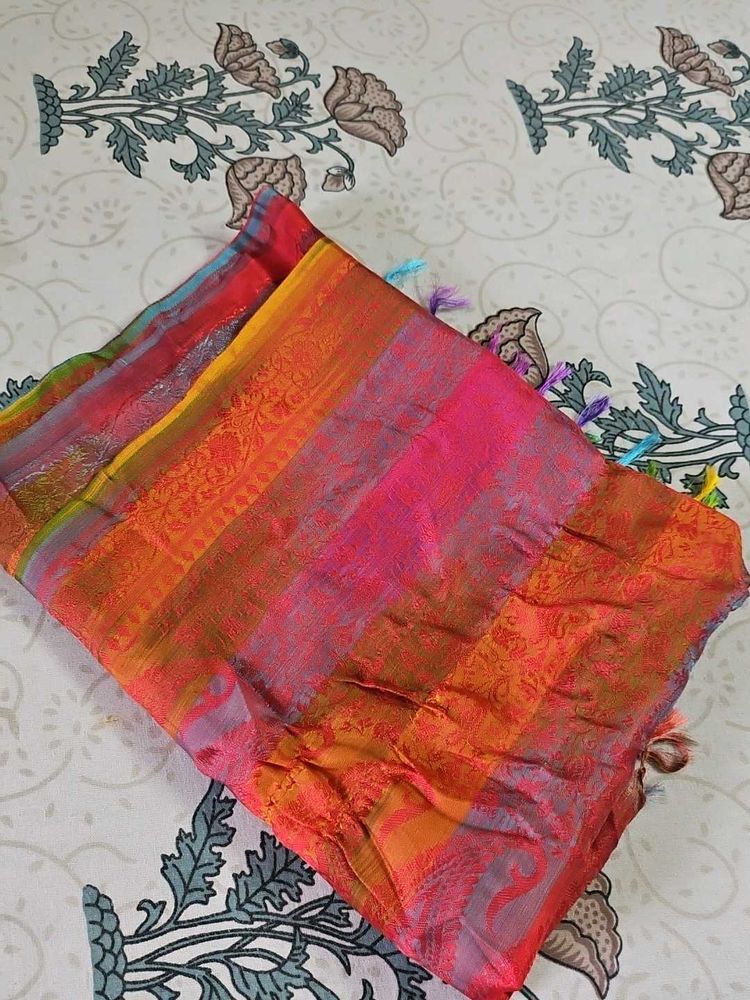 Vibrant Striped Silk Scarf