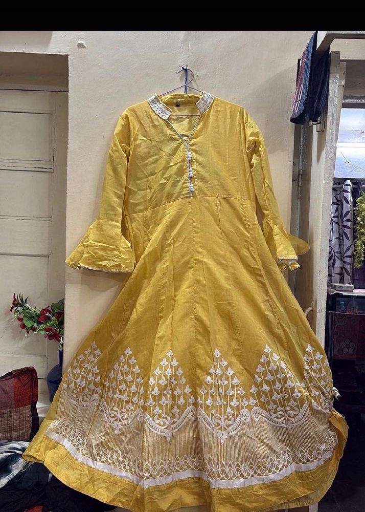 Vibrant Yellow Embroidered Kurta