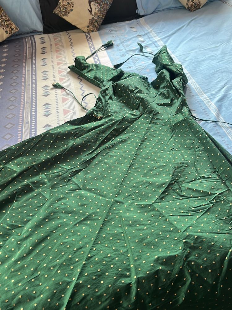 Indus Green party Wear Anarkali Kurta