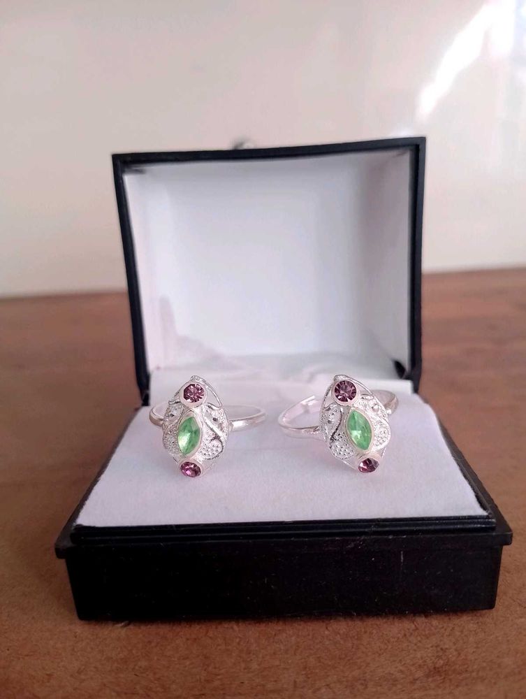 Green Diamond Toerings Pure Silver