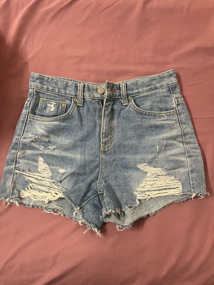 ripped denim shorts