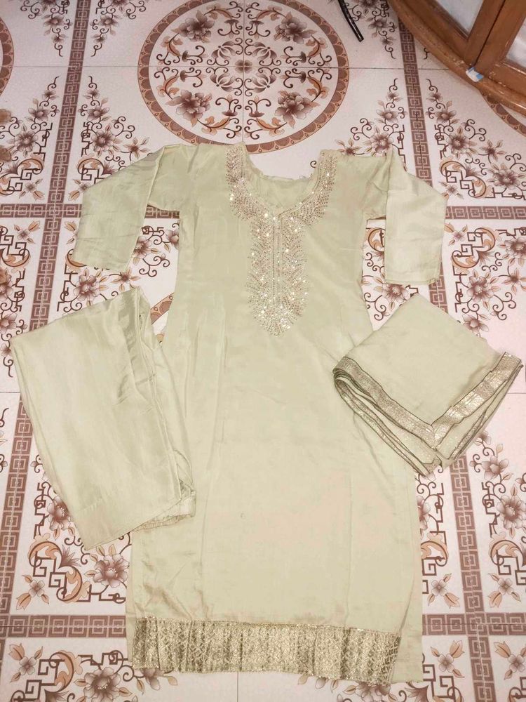 Beigh colour stone Elegant Kurta Set