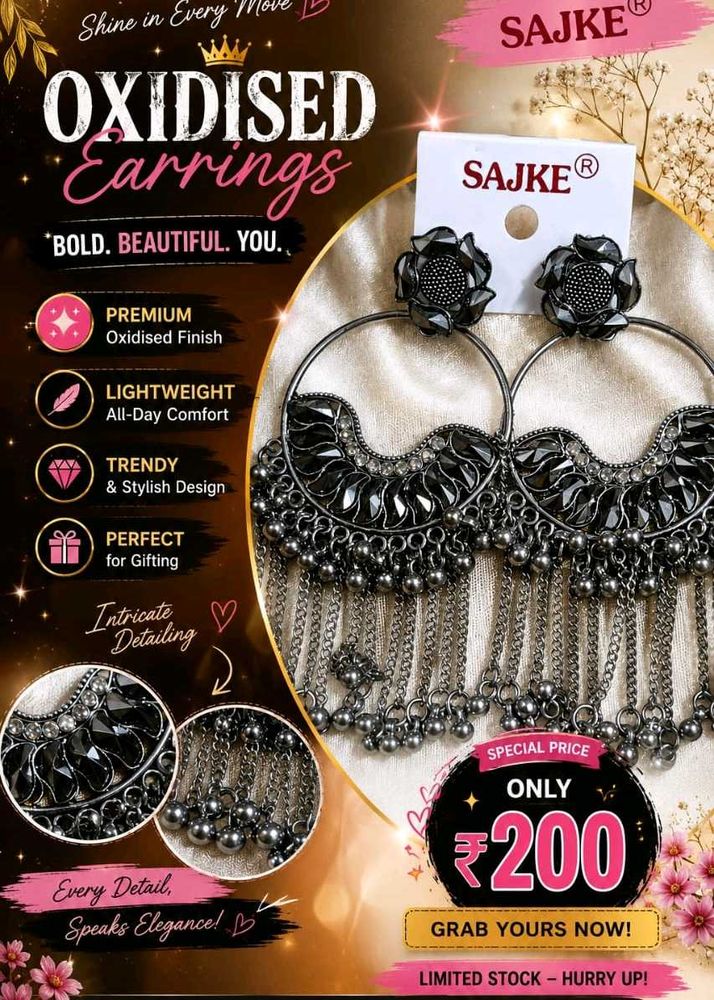 Oxidised Jhumka Earrings for Women