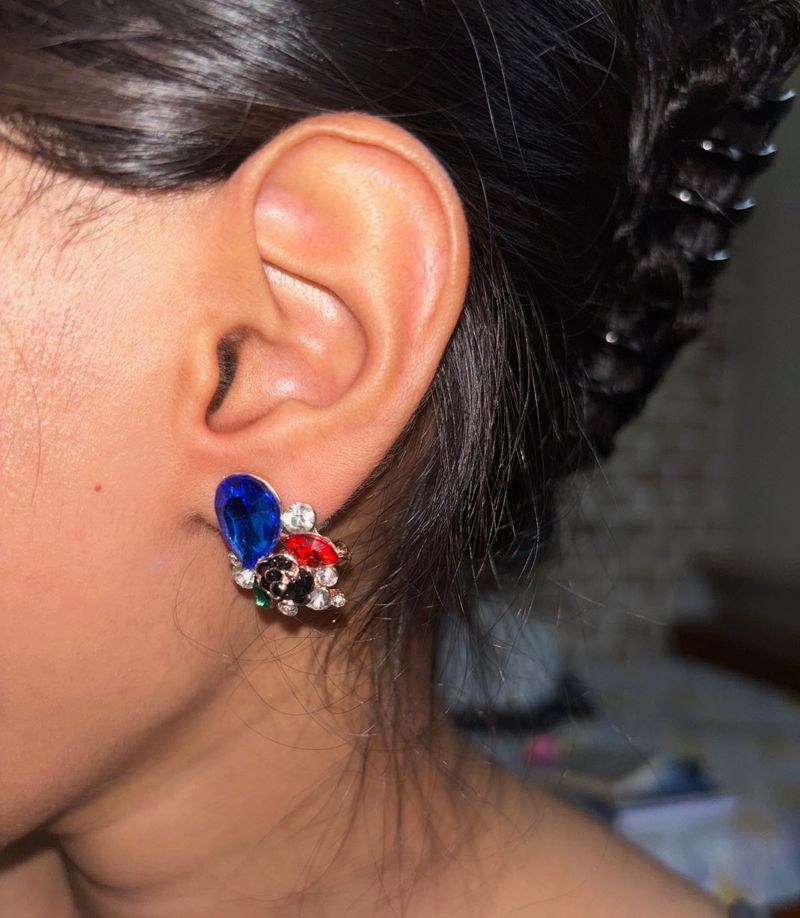 Colorful Gemstone Stud Earrings