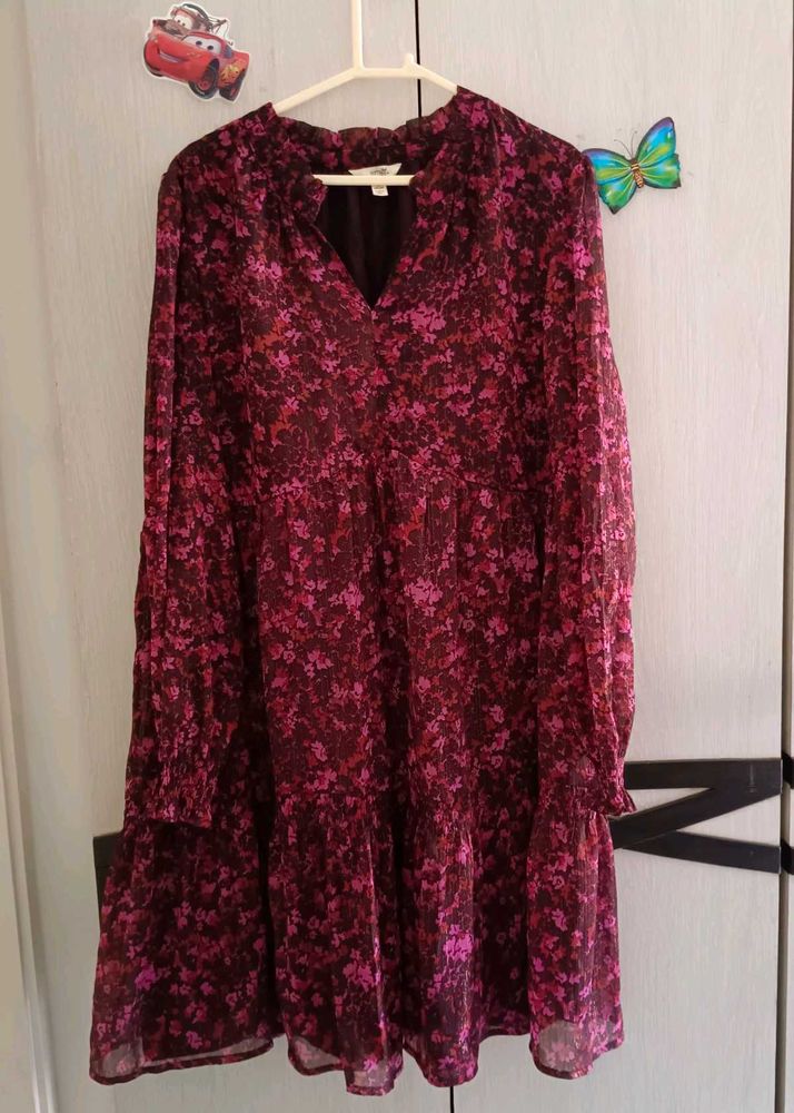 Chic Floral Print Tiered Dress