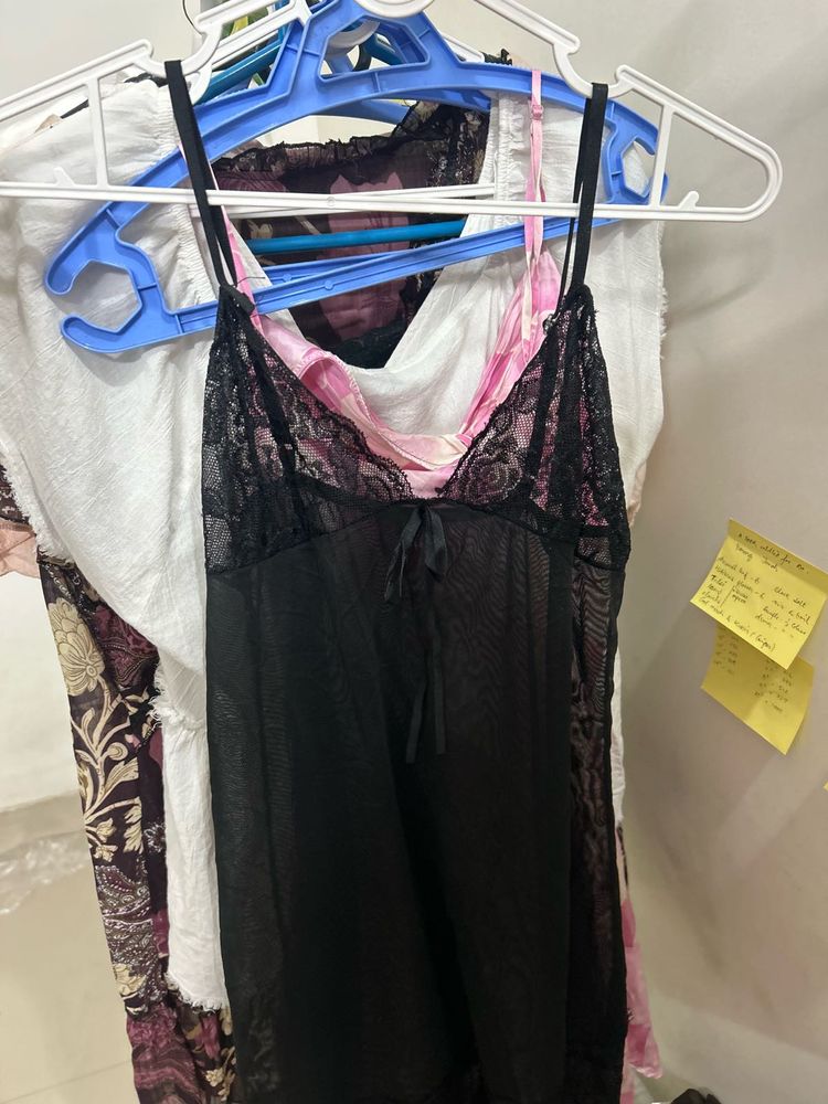 Sheer Black Lace Nightgown