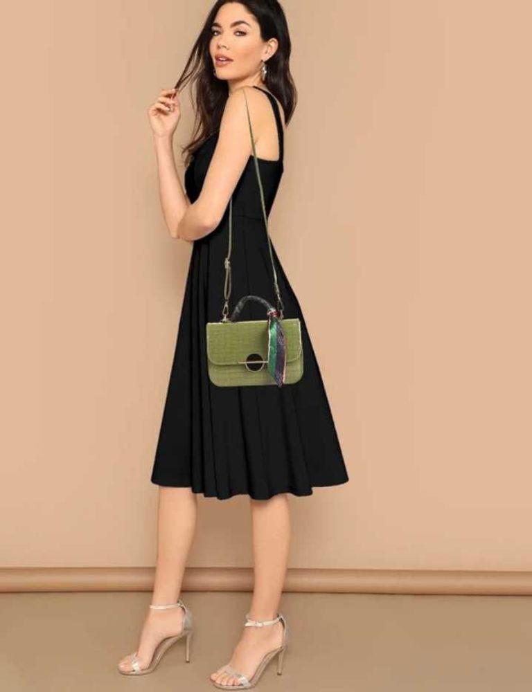 Olive Green Croc-Embossed Handbag