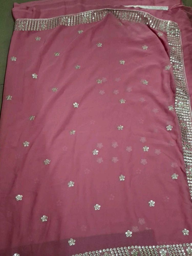 Stunning Pink Embellished Saree