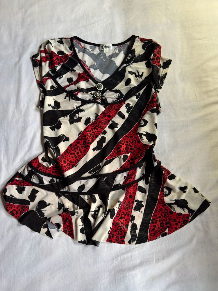 Y2k asymmetrical peplum top
