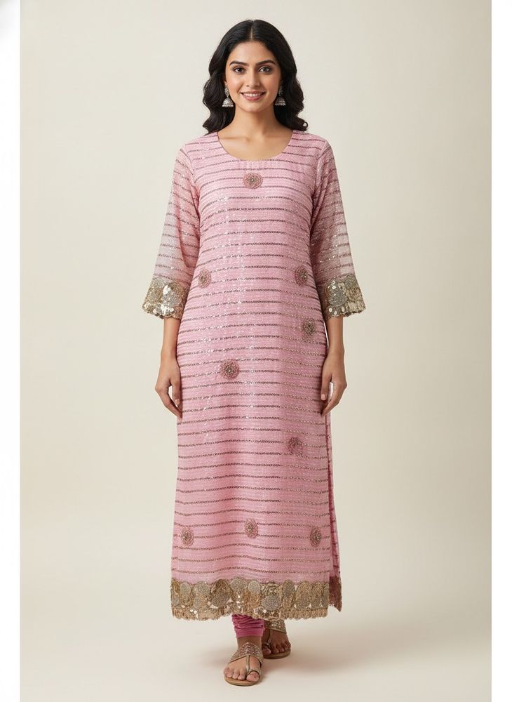 Sparkling Pink Sequined Kurta