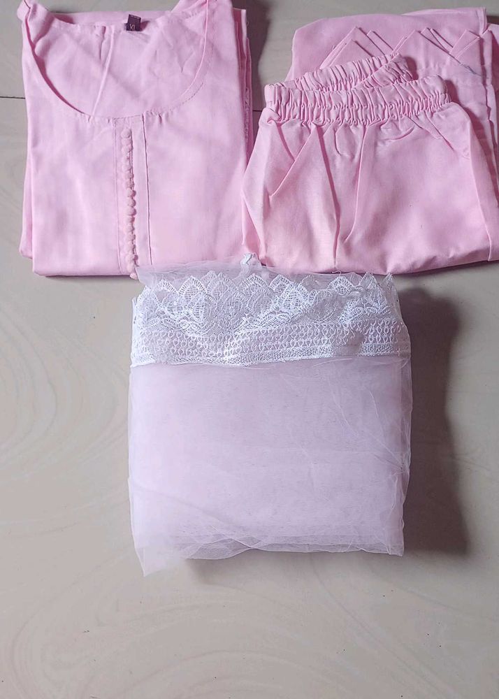 Elegant Pink Kurta Set with Dupatta