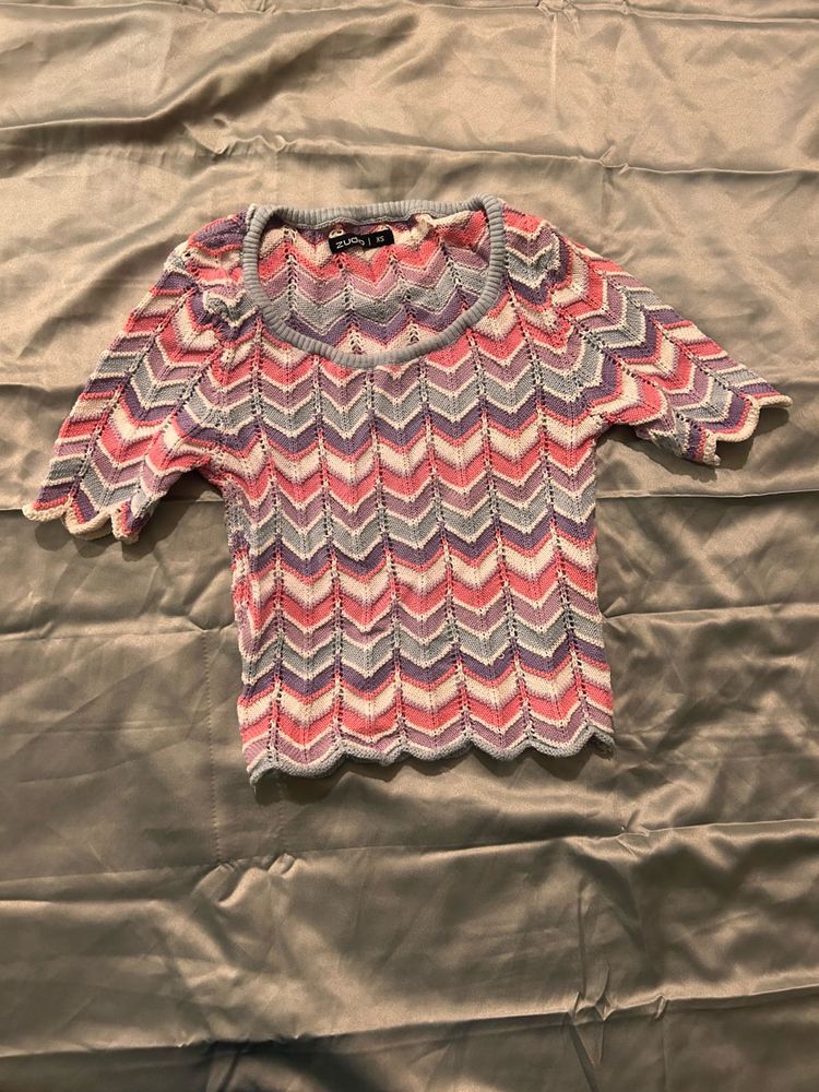 Chevron Knit Cropped Top 🌈✨