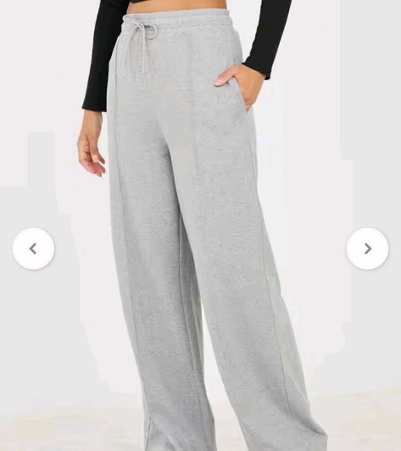 Comfortable Grey Wide-Leg Sweatpants 100 % cotton