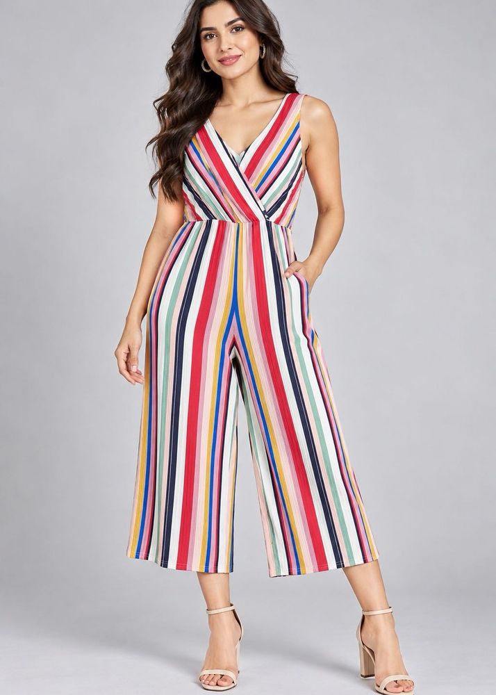New lookColorful Striped Wide Leg Jumpsuit