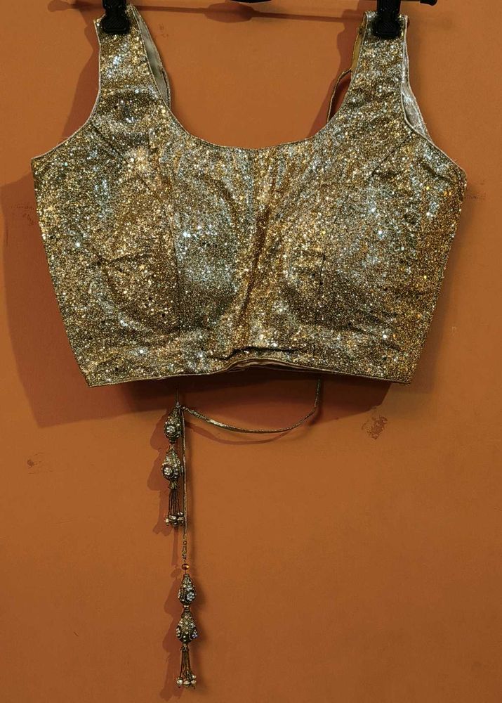 PRICE DROP:GOLDEN SEQUIN DEEP NECK BLOUSE