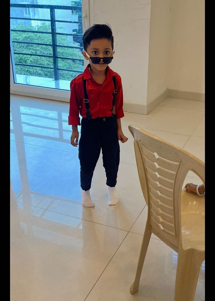 Stylish Boy's Red Shirt &amp; Black Pants Set