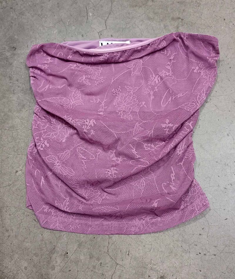 Lilac Lace Strapless Top