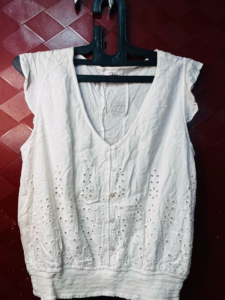 Chic White Eyelet Blouse