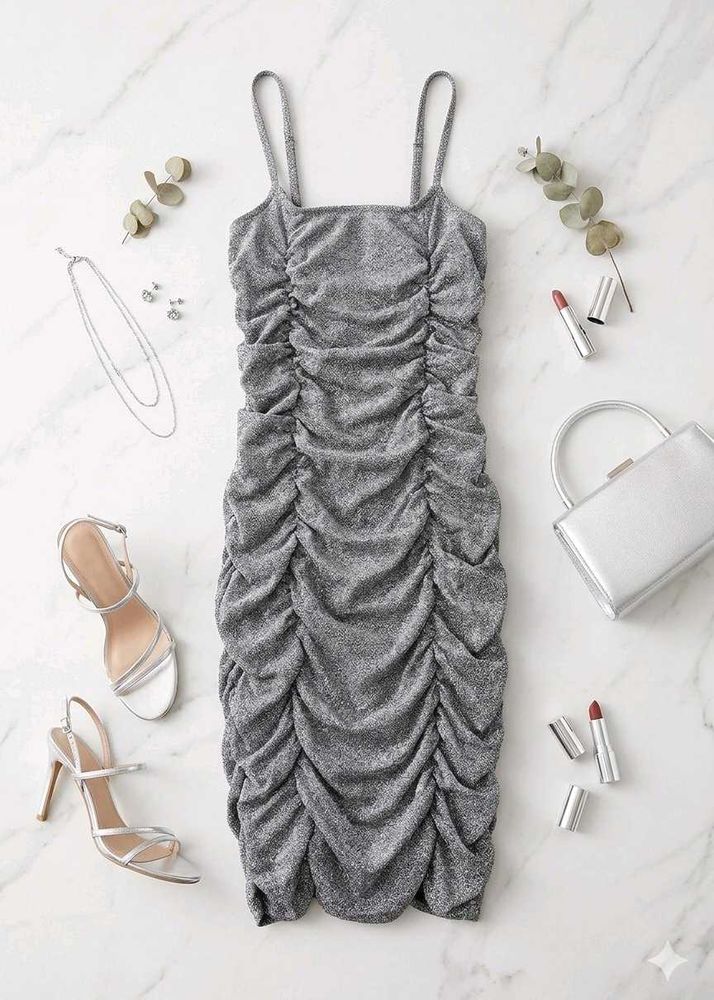 Sparkly Ruched Bodycon Mini Dress