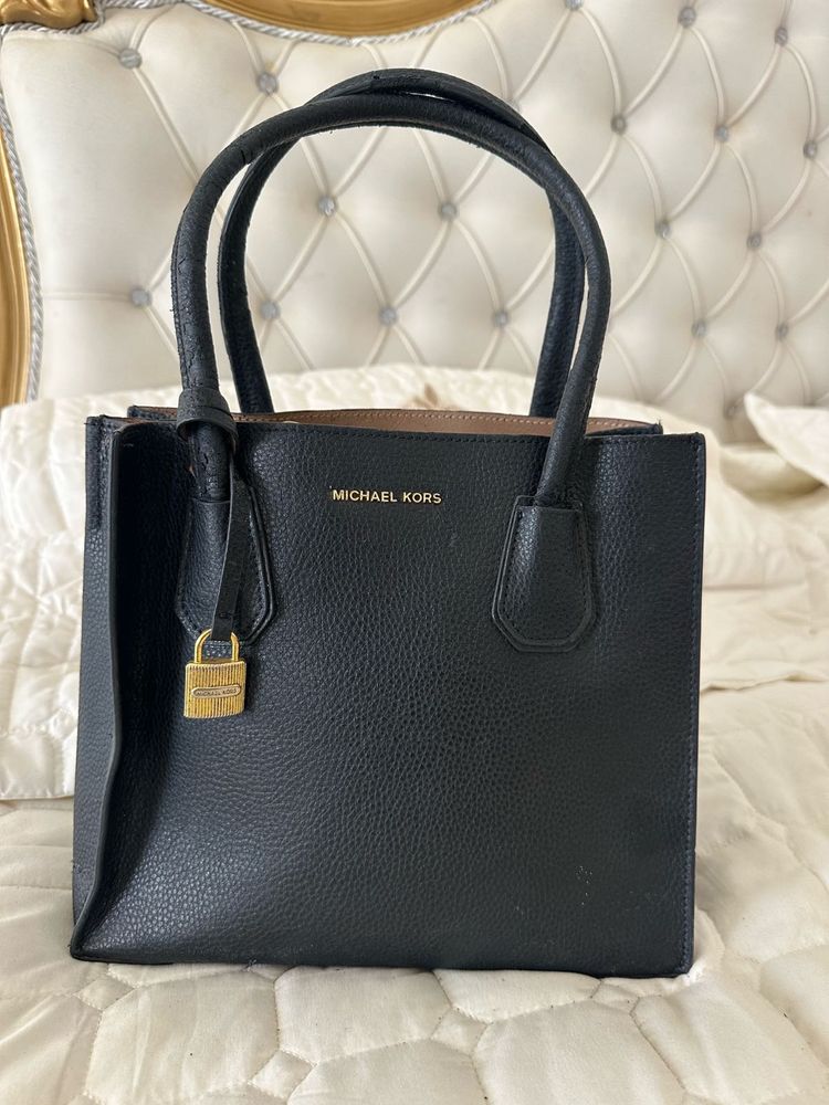 Authentic Michael Kors Black Leather Tote Bag