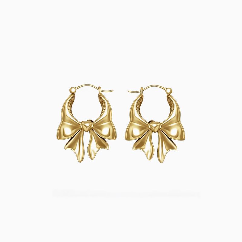 🎀Chic Gold Bow Hoop Earrings🎀