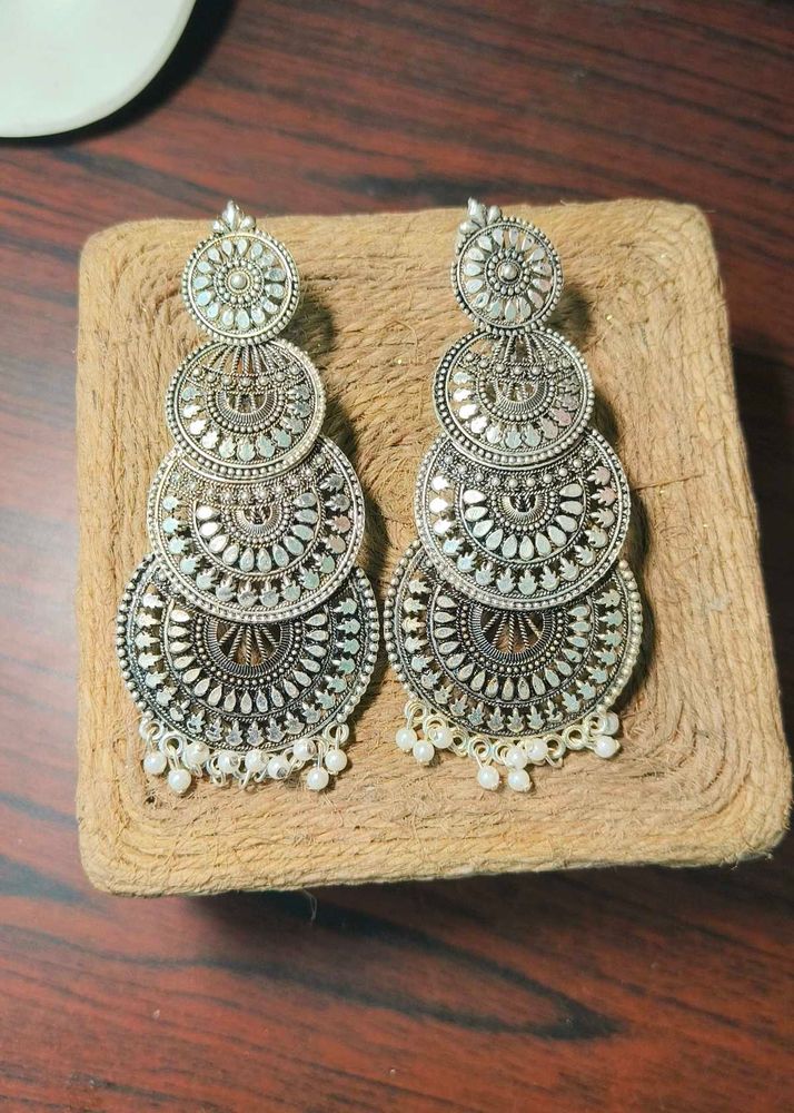 Oxidized Silver Jhumka Earrings