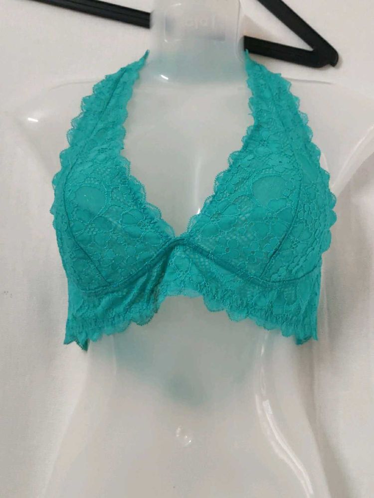 Free people Teal Lace Halter Bra