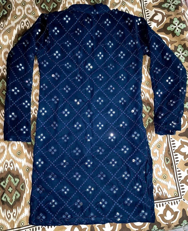 Elegant Blue Mirror Work Kurta